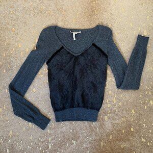 BCBGeneration Lace Overlay V-Neck Sweater